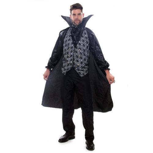 Fantasia Vampiro Cinza Adulto e Infantil com Capa e Lenço - Halloween