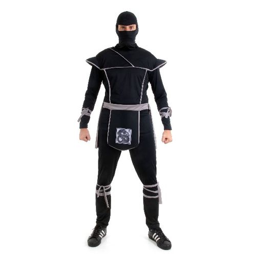Fantasia Ninja Cinza Adulto e Infantil - Carnaval
