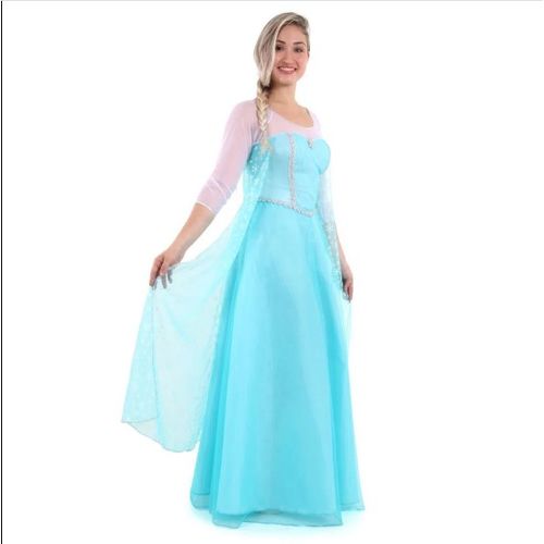 Fantasia Elsa Frozen Vestido com Capa Adulto e Infantil - Disney
