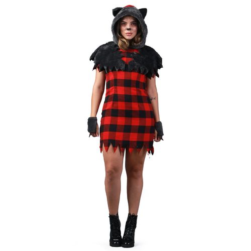 Fantasia Lobisomen Feminino Adulto e Infantil Macacão Capuz Halloween