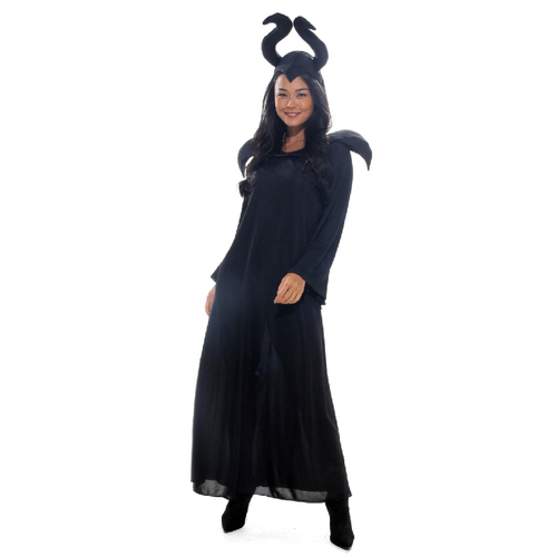 Fantasia Rainha do Mal Malévola Vestido Adulto e Infantil com Tiara - Halloween