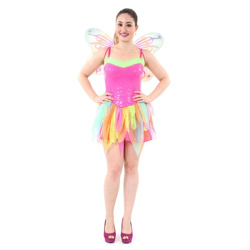 Fantasia Fada Adulto e Infantil Arco Iris