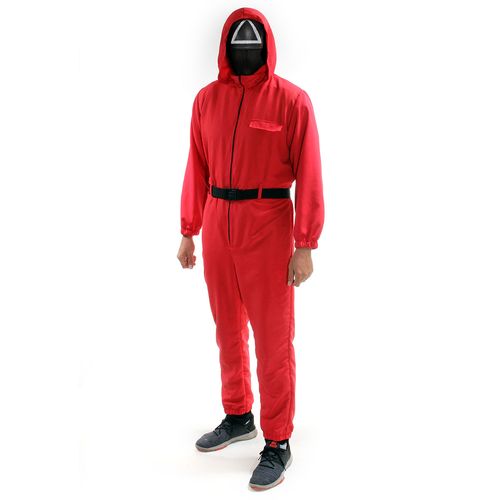 Fantasia Soldado Vermelho - Triangulo - Luxo Adulto e Infantil - Round 6