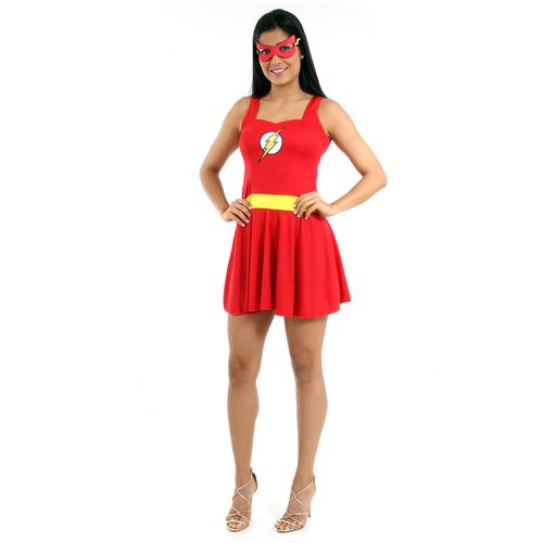 Fantasia Flash Feminina Verão Adulto e Infantil - Liga da Justiça
