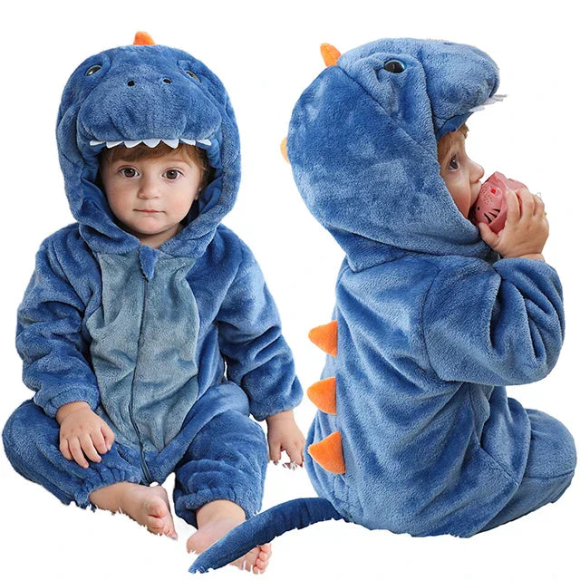 Pijama Dinossauro Azul Infantil e Adulto