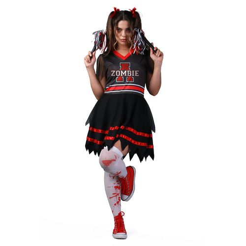 Fantasia Zombie Cheer Líder de Torcida Adulto e Infantil Halloween