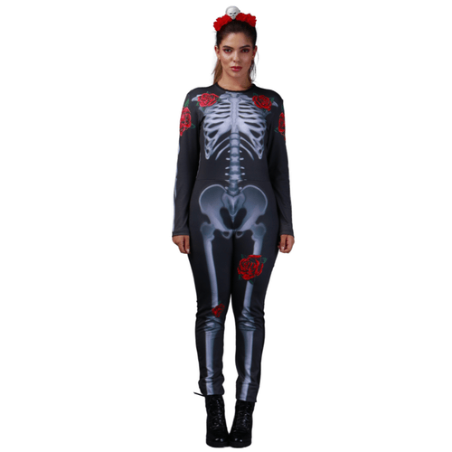 Fantasia Caveira Mexicana Macacão Adulto e Infantil Feminino Halloween