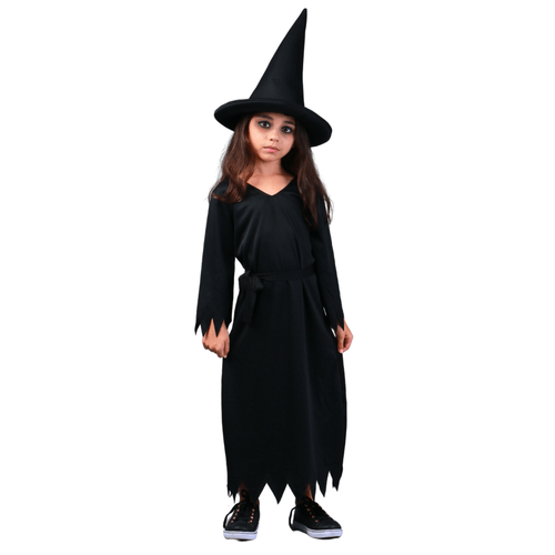 Fantasia Bruxa Infantil e Adulto Preta com Chapéu Halloween Clássico