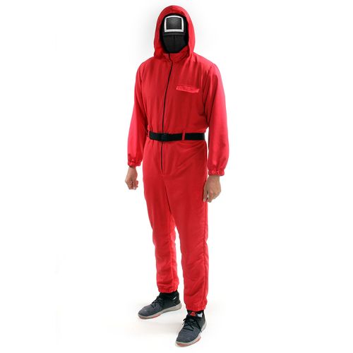 Fantasia Soldado Vermelho - Quadrado - Luxo Adulto e Infantil - Round 6