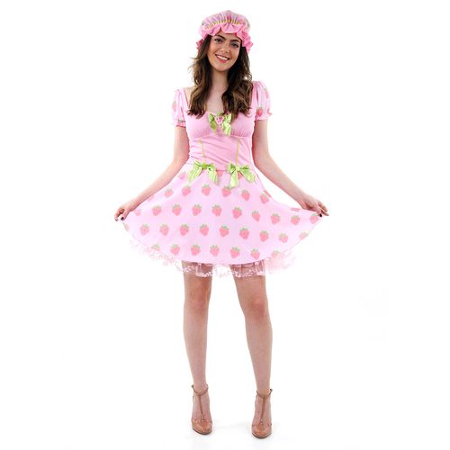 Fantasia Moranguinho Adulto e Infantil - Vestido e Chapeú Berry Beauty